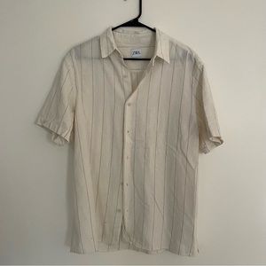 Zara Striped Mens Short Sleeve Button Down